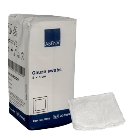 ABENA κλασικά επιθέματα γάζας 17κλωστές 8ply, 5x5cm, 100τεμ