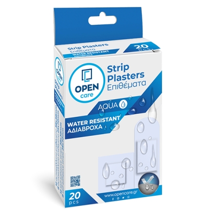 Open Care Strip Plasters Water Resistant AQUA 20pcs