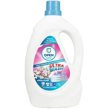 Υγρό πλυντηρίου ρούχων Open Care White Musk, 3lt