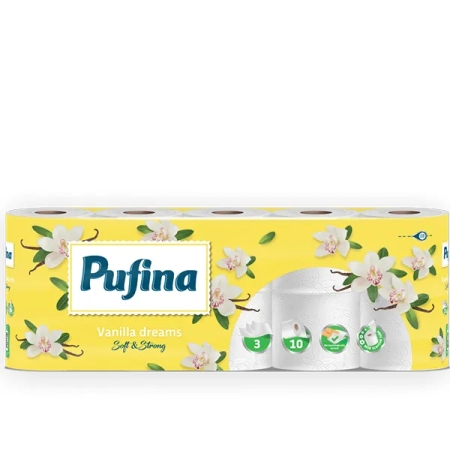 Χαρτί Υγείας Pufina Lux Άρωμα Βανίλια 3φ. 95gr 10άρι