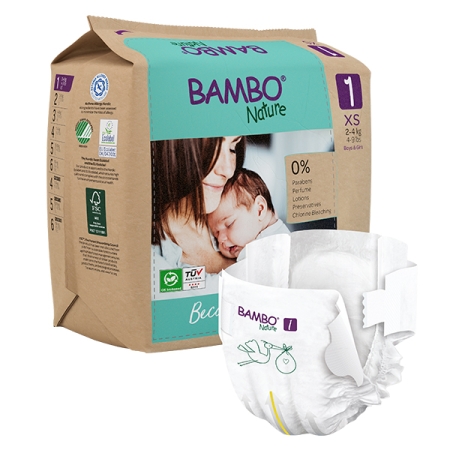 Bambo Nature Baby Diapers, Paper Bag No1 (2-4 kg) 22pcs