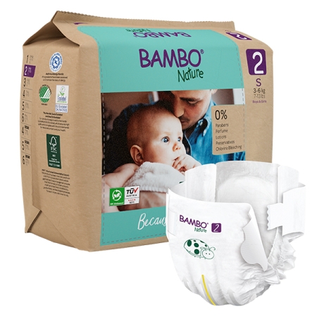 Bambo Nature Baby Diapers, Paper Bag No2 (3-6 kg) 30pcs