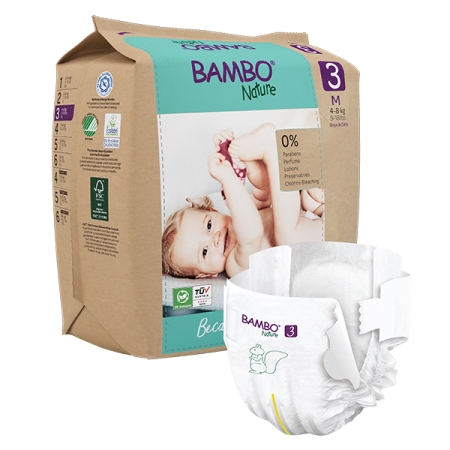 Bambo Nature Baby Diapers, Paper Bag No3 (4-8 kg) 28pcs