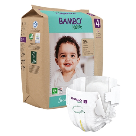 Bambo Nature Baby Diapers, Paper Bag No4 (7-14 kg) 24pcs