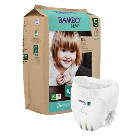 Bambo Nature Baby Diaper Pants, Paper Bag No5 (12-18 kg) 19pcs