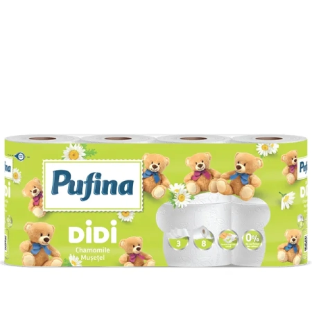 Χαρτί Υγείας Pufina Didi Άρωμα Χαμομήλι 3φ. 78gr 8άρι