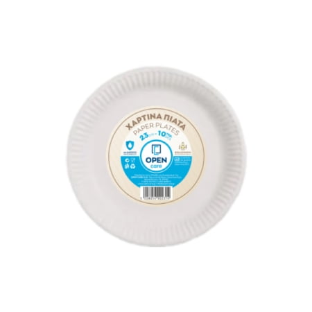 Open Care Disposable Paper Plates 23cm, 10pcs