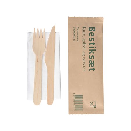 Wooden Cutlery Set 16cm (Knife-Fork-napkin) 400pcs