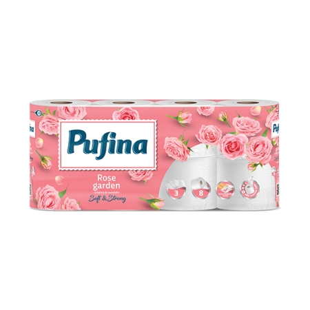 Pufina Lux Toilet Paper Rose Scent, 3ply 95gr, 8rolls