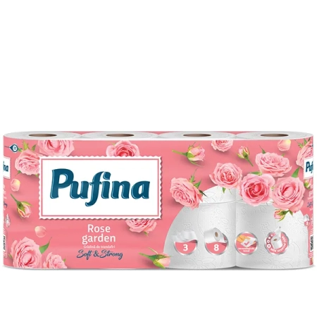 Χαρτί υγείας Pufina Lux Άρωμα Τριαντάφυλλο 3φ. 95gr 8άρι