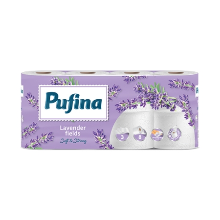 Pufina Lux Toilet Paper Levander Scent, 3ply 95gr, 8rolls