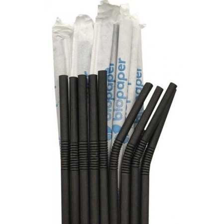 Paper Straws bendable black 1/1, 250pcs