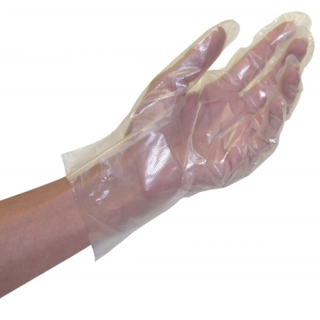 Disposable Textured Transparent PE Gloves, 100pcs