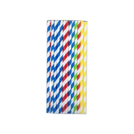 Multicolor Straight Paper Straws, 25pcs