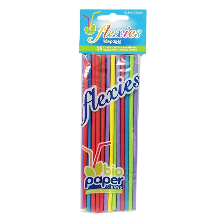 Paper Straws bendable multicolor 1/1, 25pcs