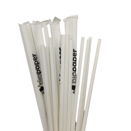 White FREDDO Paper Straws 1/1, 250pcs