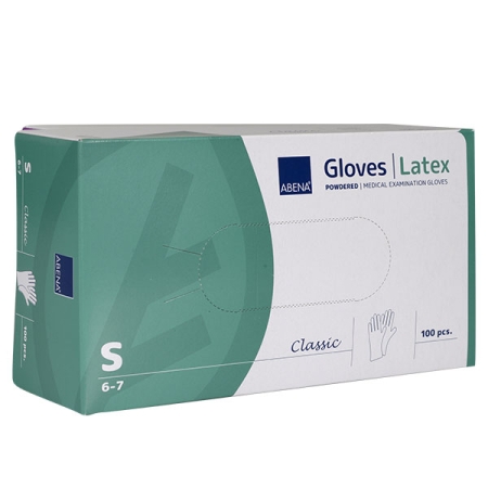 ABENA Classic Latex Examination Gloves with Powder, S, 100pcs