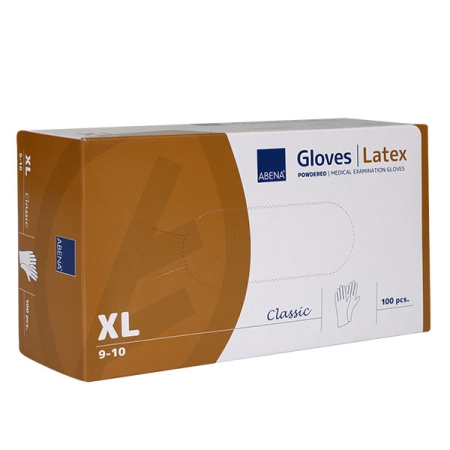 ABENA Classic Latex Examination Gloves with Powder, XL, 100pcs