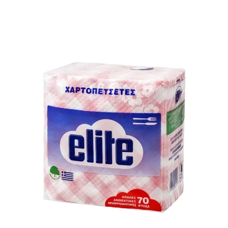 Χαρτοπετσέτες Elite, Καρώ Κόκκινη 33x33cm 70φ
