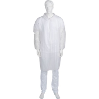 ABENA Ρόμπα επισκέπτη PP λευκή με κουμπιά, L/XL, 10τεμ.