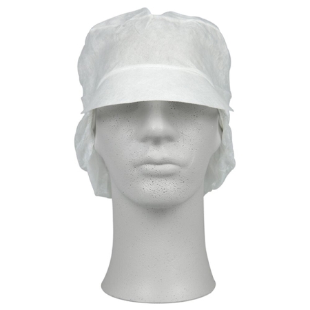Καπελάκι Snood Cap ABENA Classic με γείσο και δίχτυ για τα μαλλιά λευκό, L, 100τεμ.